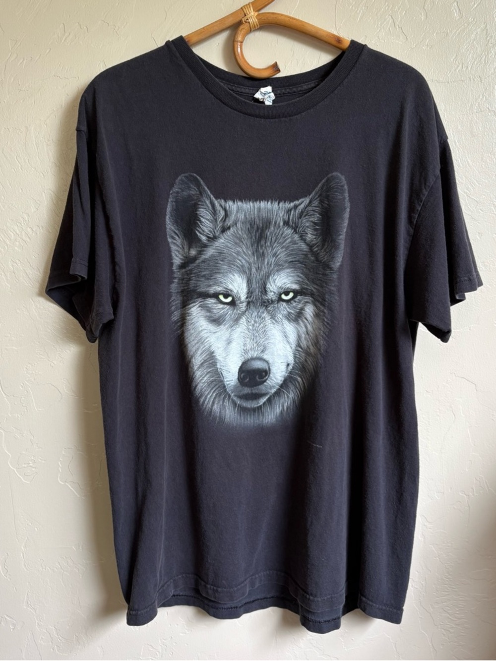 Y2K Natures Vision Wolf Head Short Sleeve Cotton Black T-Shirt 2012 Size XL